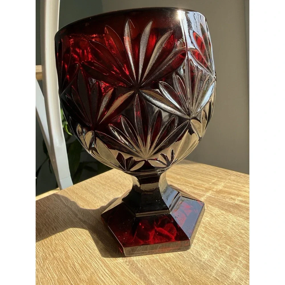 Vintage‎ Luminarc Arcoroc France Red Ruby Glass Pedestal Candy Dish Goblet